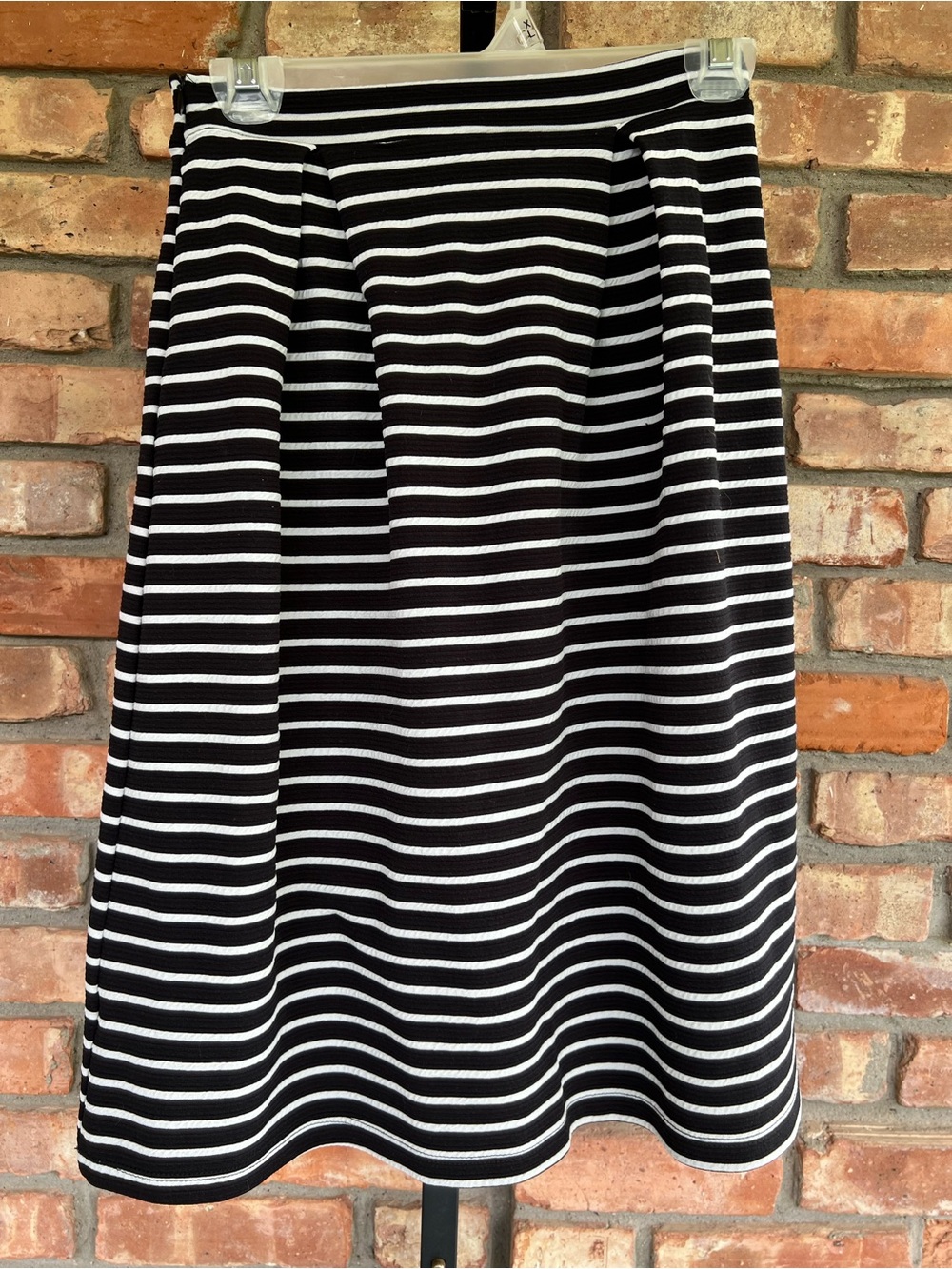 Black and White Striped A-Line Skirt